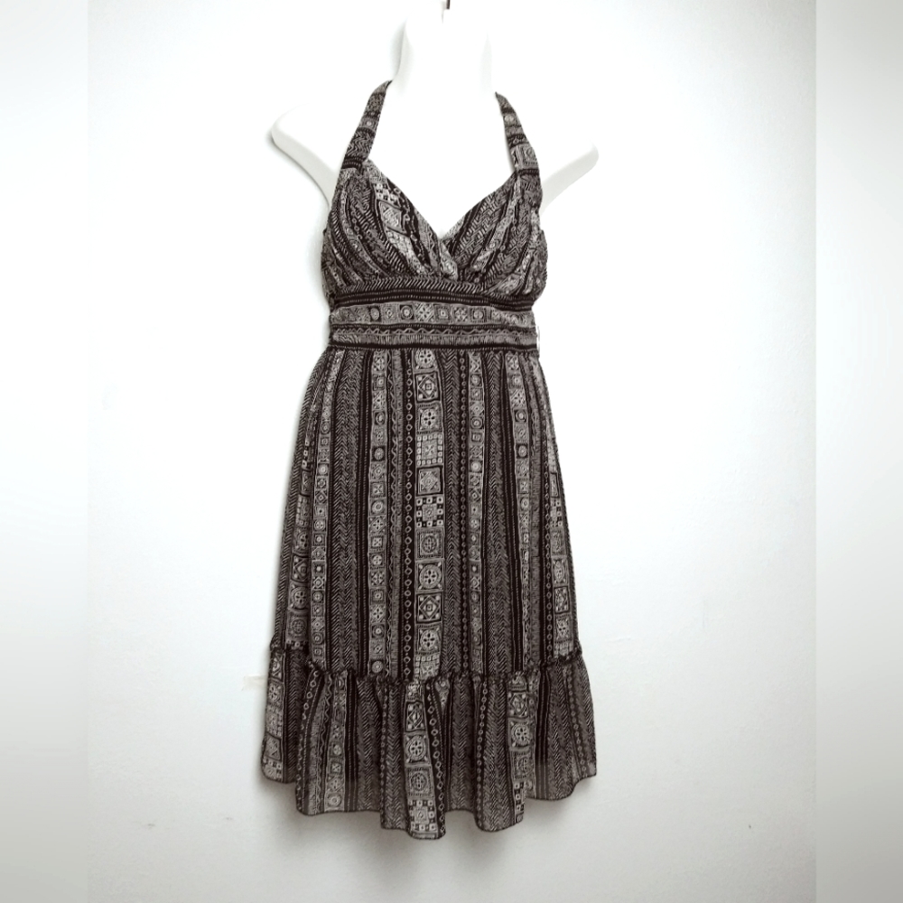 Signature by Sangria 12 Black Halter Sundress Casual Bohemian